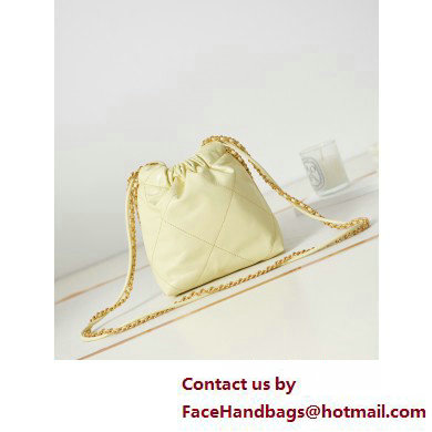 Chanel Shiny Calfskin  &  Gold-Tone Metal CHANEL 22 Mini Handbag AS3980 Light Yellow